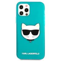 Karl Lagerfeld Choupette Head - Etui iPhone 12 / iPhone 12 Pro (fluo niebieski)