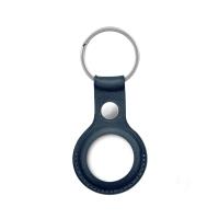 Crong Leather Case with Key Ring – Skórzane etui ochronne brelok do Apple AirTag (granatowy)