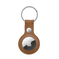 Crong Leather Case with Key Ring – Skórzane etui ochronne brelok do Apple AirTag (brązowy)