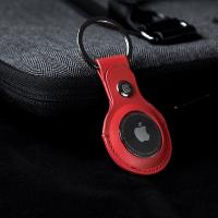 Crong Leather Case with Key Ring – Skórzane etui ochronne brelok do Apple AirTag (czerwony)