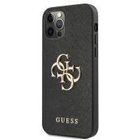 Guess Saffiano 4G Big Metal Logo - Etui iPhone 12 Pro Max (czarny)