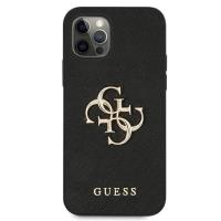 Guess Saffiano 4G Big Metal Logo - Etui iPhone 12 Pro Max (czarny)