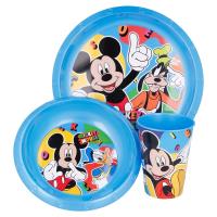 Mickey Mouse - Zestaw naczyń (talerzyk, miska, kubek 260 ml) (niebieski)
