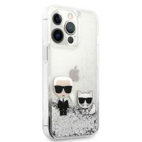 Karl Lagerfeld Liquid Glitter Karl & Choupette - Etui iPhone 13 Pro (srebrny)