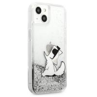 Karl Lagerfeld Liquid Glitter Choupette Fun - Etui iPhone 13 mini (srebrny)