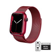 Crong Milano Steel – Pasek ze stali nierdzewnej do Apple Watch 42/44/45 mm (czerwony)