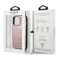 Guess Croco Stamp Lines - Etui iPhone 13 Pro (różowy)