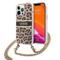 Guess Leopard Gold Stripe Crossbody - Etui iPhone 13 Pro Max