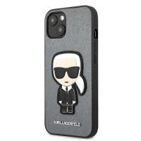 Karl Lagerfeld Saffiano Ikonik Patch - Etui iPhone 13 mini (srebrny)