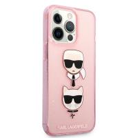 Karl Lagerfeld Glitter Karl & Choupette Head - Etui iPhone 13 Pro Max (różowy)