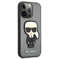 Karl Lagerfeld Saffiano Ikonik Patch - Etui iPhone 13 Pro Max (srebrny)