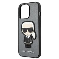 Karl Lagerfeld Saffiano Ikonik Patch - Etui iPhone 13 Pro Max (srebrny)