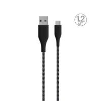 PURO Fabric Ultra Strong - Kabel w oplocie heavy duty USB-A / USB-C 1,2m (czarny)