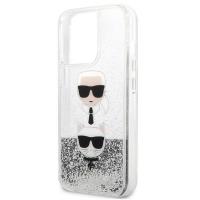 Karl Lagerfeld Liquid Glitter Karl & Choupette Head - Etui iPhone 13 Pro Max (srebrny)