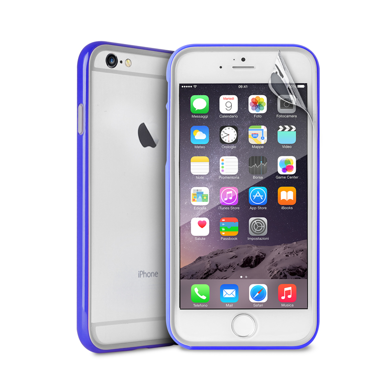 PURO Bumper Cover - Etui iPhone 6s / iPhone 6 z folią na ekran w zestawie (niebieski) PURO Bumper Cover - Etui iPhone 6s / iPhone 6 z folią na ekran w zestawie (niebieski)