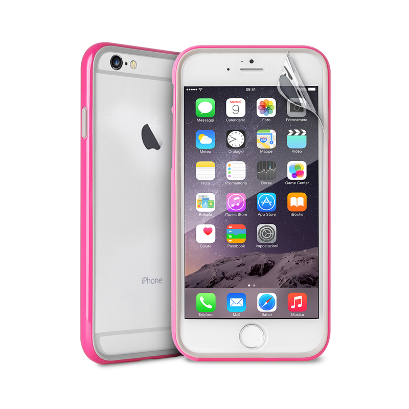 PURO Bumper Cover - Etui iPhone 6s / iPhone 6 z folią na ekran w zestawie (różowy) PURO Bumper Cover - Etui iPhone 6s / iPhone 6 z folią na ekran w zestawie (różowy)