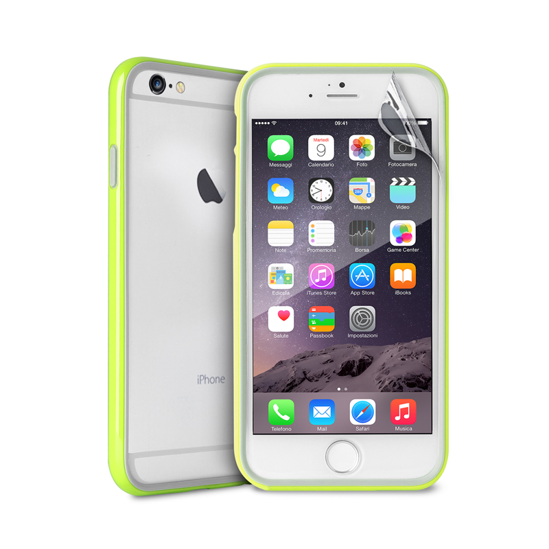 PURO Bumper Cover - Etui iPhone 6s Plus / iPhone 6 Plus z folią na ekran w zestawie (limonkowy) PURO Bumper Cover - Etui iPhone 6s Plus / iPhone 6 Plus z folią na ekran w zestawie (limonkowy)