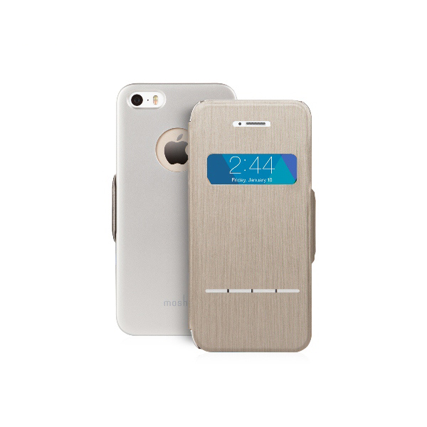 Moshi SenseCover - Etui z klapką dotykową iPhone SE / iPhone 5s / iPhone 5 + folia ochronna na tył (titanium) Moshi SenseCover - Etui z klapką dotykową iPhone SE / iPhone 5s / iPhone 5 + folia ochronna na tył (titanium)