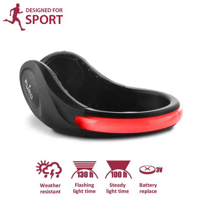 PURO Safety LED Clip - Ostrzegawczy sportowy klips na buta z czerwonym światłem LED PURO Safety LED Clip - Ostrzegawczy sportowy klips na buta z czerwonym światłem LED