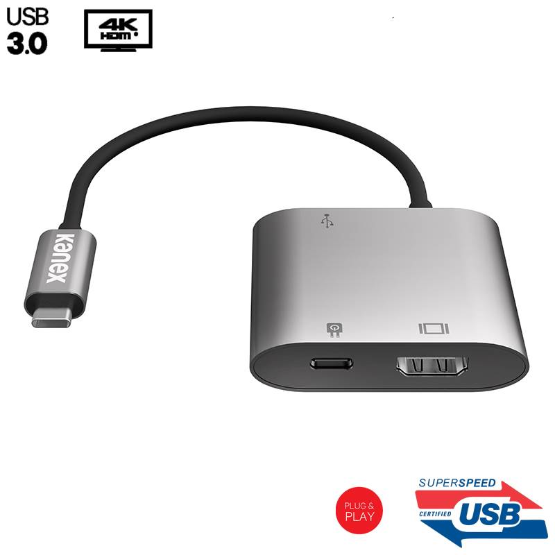 Kanex USB-C Multimedia Charging Adapter - Adapter USB-C na USB 3.0 & HDMI + USB-C PD Port (Space Gray) Kanex USB-C Multimedia Charging Adapter - Adapter USB-C na USB 3.0 & HDMI + USB-C PD Port (Space Gray)