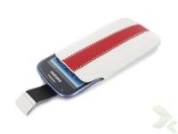 Geffy - Etui uniwersalne Tel 124x63 pull-up eko-skóra white/red