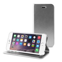 PURO Booklet Wallet Case - Etui iPhone 6s / iPhone 6 z kieszenią na kartę + stand up (srebrny)
