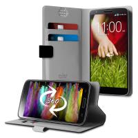 PURO Uniwallet Bi-Color - Uniwersalne etui obrotowe 360° z kieszonkami na karty, rozmiar XL (czarny)