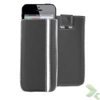 Valenta Pocket Stripe - Skórzane etui wsuwka iPhone SE / iPhone 5s / iPhone 5c / iPhone 5 (czarny)