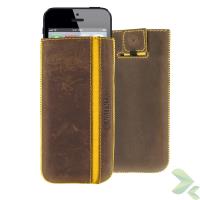 Valenta Pocket Stripe Vintage - Skórzane etui wsuwka iPhone SE / iPhone 5s / iPhone 5c / iPhone 5 (brązowy)