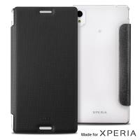 PURO Booklet Wallet Case - Etui Xperia M4 AQUA z kieszenią na kartę (czarny/przezroczysty tył)