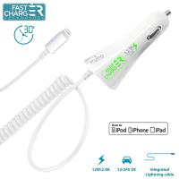 PURO Car Fast Charger - Ładowarka samochodowa Apple 2.4 A złącze Lightning MFi (biały) PURO Car Fast Charger - Ładowarka samochodowa Apple 2.4 A złącze Lightning MFi (biały)