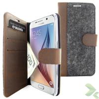 Valenta Booklet Raw Vintage - Skórzane etui z kieszeniami na karty i pieniądze Samsung Galaxy S6 (brązowy)