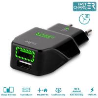 PURO Travel Fast Charger - Przenośna ładowarka sieciowa 2 x USB, 3.4 A z niebieskim podświetleniem LED (czarny) PURO Travel Fast Charger - Przenośna ładowarka sieciowa 2 x USB, 3.4 A z niebieskim podświetleniem LED (czarny)