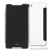 PURO Booklet Wallet Case - Etui Sony Xperia Z5 Compact z kieszenią na kartę (czarny/przezroczysty tył)