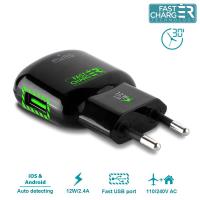 PURO Mini Travel Fast Charger - Ładowarka sieciowa USB 2.4 A (czarny)