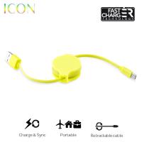 PURO ICON Retractable Cable - Zwijany kabel Micro USB (Fluo Yellow)