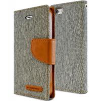 Mercury Canvas Diary - Etui iPhone SE / iPhone 5s / iPhone 5 z kieszeniami na karty + stand up (szary/camel) Mercury Canvas Diary - Etui iPhone SE / iPhone 5s / iPhone 5 z kieszeniami na karty + stand up (szary/camel)
