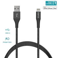PURO Braided Cable - Kabel MFi z Lightning + klips + Aluminum Connector 1m (Jet Black)