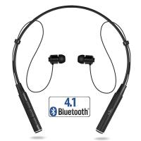 PURO Magnet Neckband Earphones - Bezprzewodowe słuchawki Bluetooth V4.1 z pałąkiem na kark, obsługujące do 2 urządzeń jednocześnie + magnetyczne mocowanie (czarny)