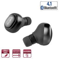 PURO Secret Earphones - Bezprzewodowe słuchawki dokanałowe Bluetooth V4.1 z mikrofonem, obsługujące do 2 urządzeń jednocześnie + stacja dokująca (szary)