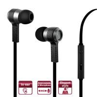 PURO Biz Earphones - Słuchawki z płaskim kablem z mikrofonem i pilotem (czarny)
