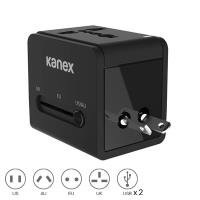 Kanex International Power Adapter - Podróżny adapter zasilania US / AU / EU / UK + 2 x USB, 2.1 A (Black) Kanex International Power Adapter - Podróżny adapter zasilania US / AU / EU / UK + 2 x USB, 2.1 A (Black)