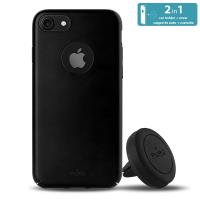 PURO Car Magnetic Kit - Magnetyczny uchwyt samochodowy z magnetycznym etui iPhone 8 / 7 (czarny)