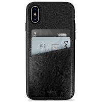 PURO Shine Pocket - Etui iPhone X z doklejaną kieszenią na karty (czarny)