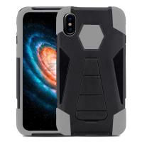 Zizo Dual Layered Hybrid Cover - Pancerne etui iPhone X z podstawką (Gray)