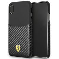 Ferrari Carbon Hard Case - Etui iPhone X z kieszenią na kartę (czarny) Ferrari Carbon Hard Case - Etui iPhone X z kieszenią na kartę (czarny)
