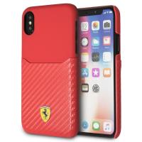 Ferrari Carbon Hard Case - Etui iPhone X z kieszenią na kartę (czerwony) Ferrari Carbon Hard Case - Etui iPhone X z kieszenią na kartę (czerwony)