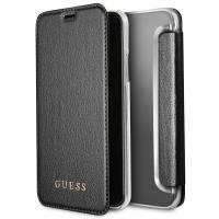 Guess Iridescent Book - Etui iPhone X z kieszeniami na karty (czarny)
