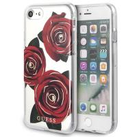 Guess Flower Desire - Etui iPhone 8 / 7 (przezroczysty/czrwony)