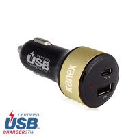 Kanex GoPower USB-C Car Charger with Power Delivery - Ładowarka samochodowa USB-C Power Delivery, 27 W + USB, 5 W (czarny/złoty) Kanex GoPower USB-C Car Charger with Power Delivery - Ładowarka samochodowa USB-C Power Delivery, 27 W + USB, 5 W (czarny/złoty)